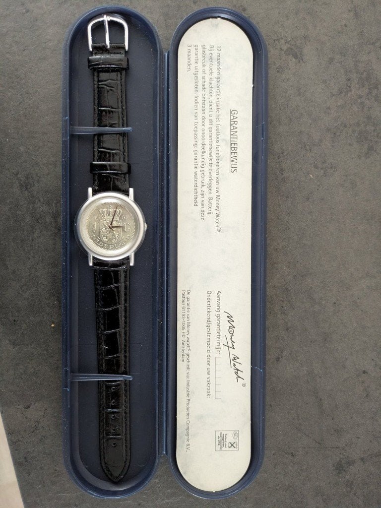 Money Watch Zilveren gulden 1967 incl. Etui, garantiebewijs, Overige merken, Leer, Verzenden, Polshorloge