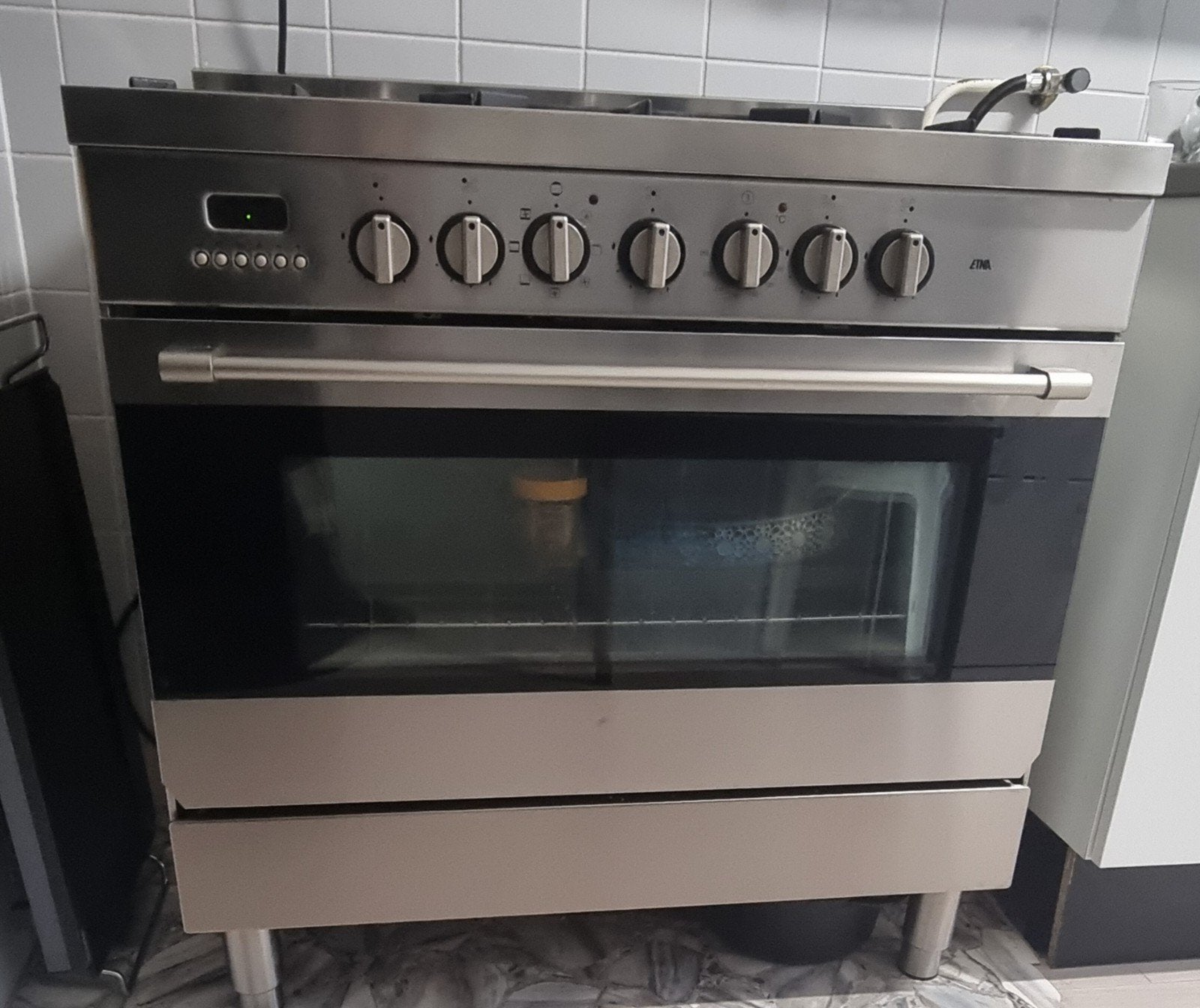 Etna Gasfornuis 90cm breed - Oven en 1 pit defect, Ophalen, Hete lucht, 60 cm of meer, Gas