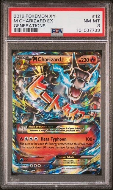 PSA 8 M Charizard EX #12 Generations 2016 Pokémon, Hobby en Vrije tijd, Ophalen of Verzenden, Nieuw, Losse kaart, Foil