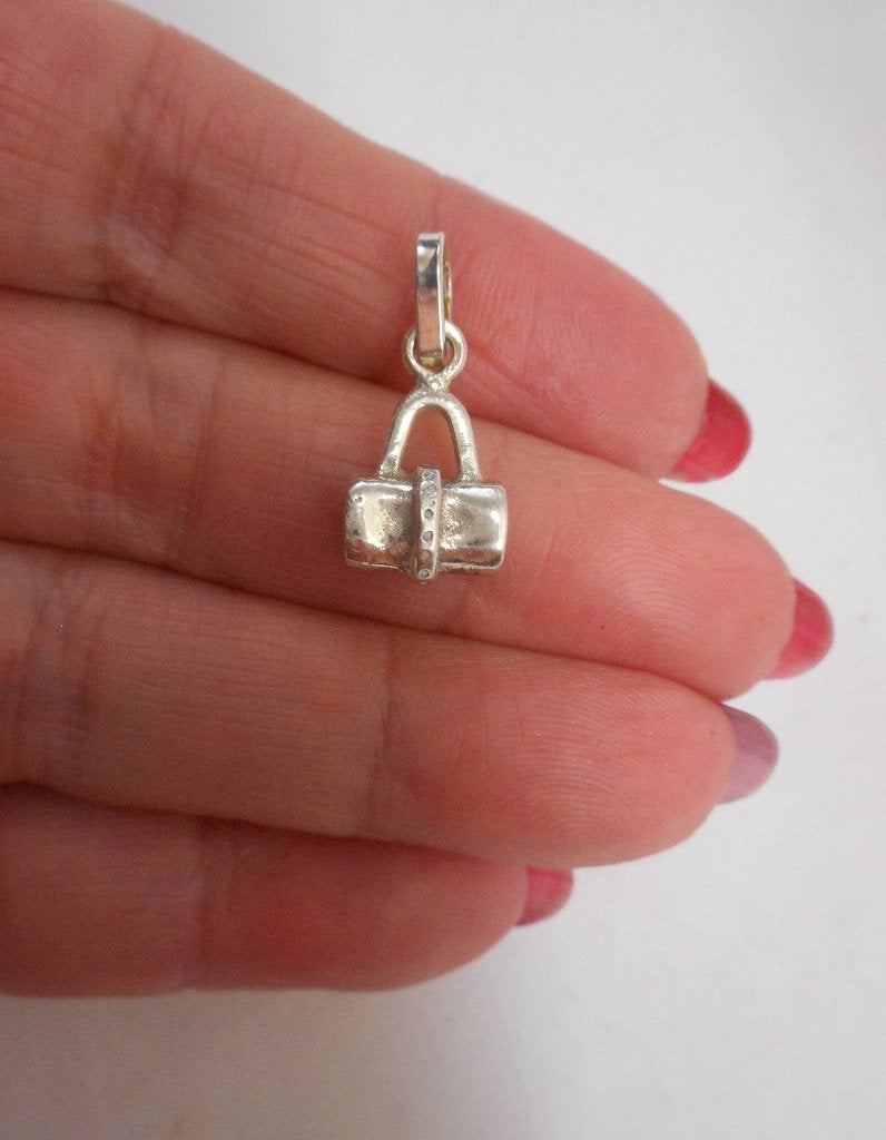 Zilveren hangertje van een tasje nr.939, Verzenden, Zo goed als nieuw, Zilver, Zilver