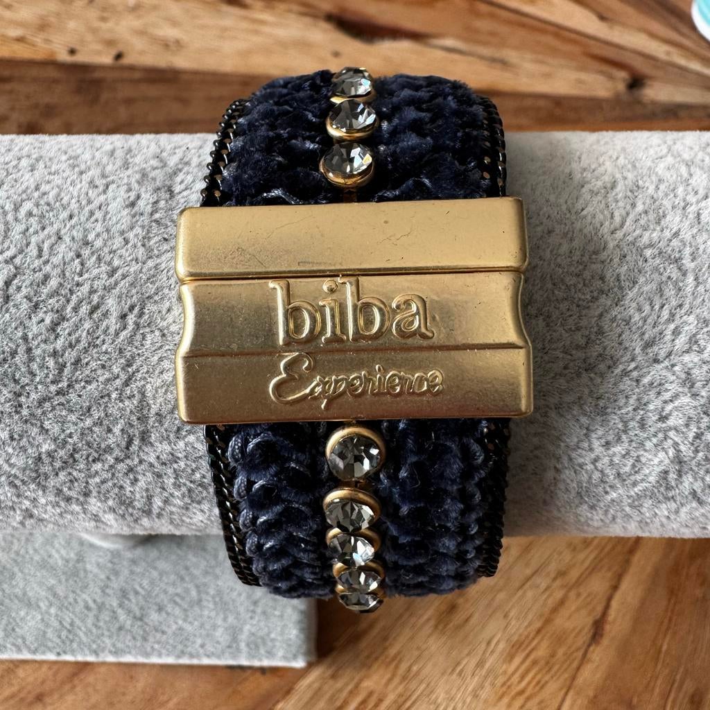 Biba armband met blauwe kleur en steentjes, Overige materialen, Gebruikt, Blauw, Ophalen of Verzenden