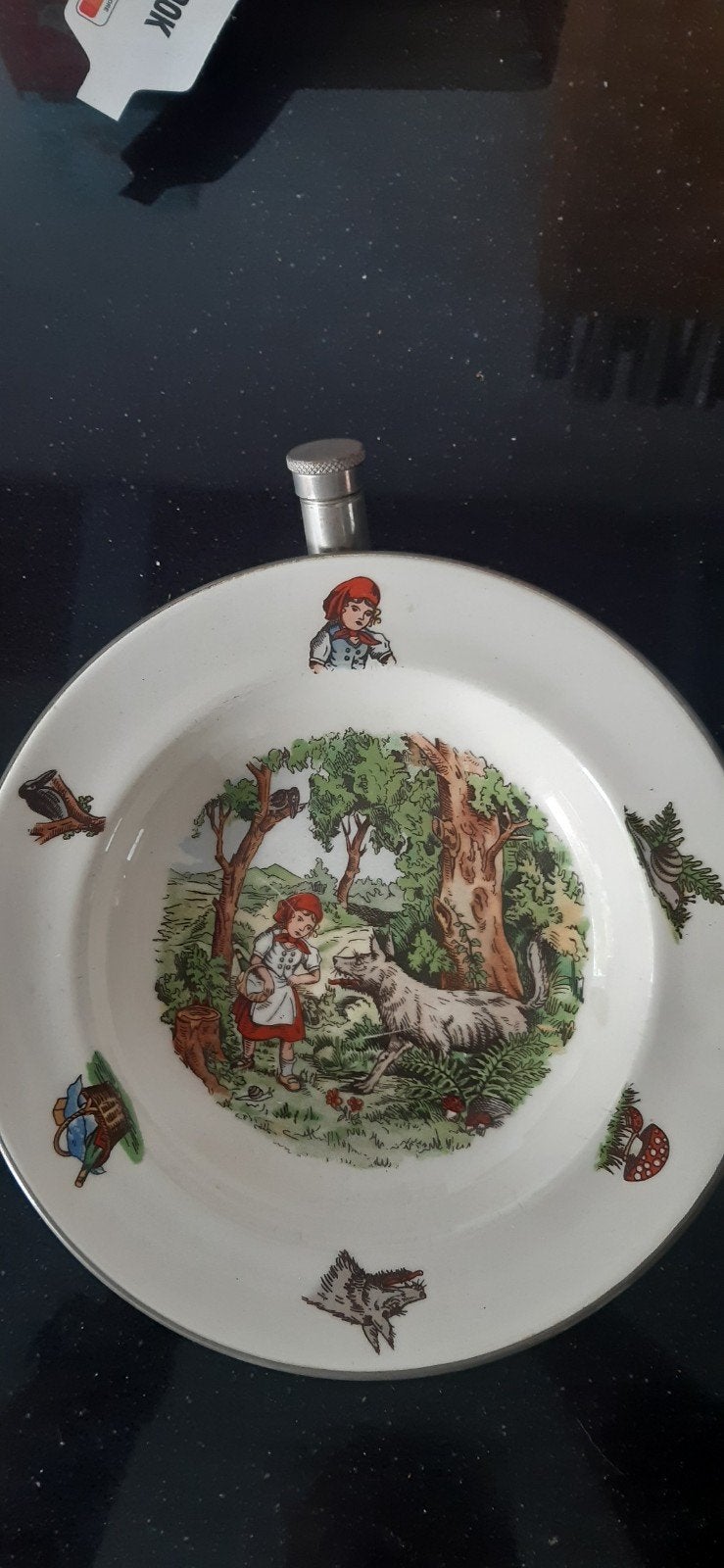 Vintage Roodkapje Warmhoudbord - Emaille Kinderbord, Antiek en Kunst, Ophalen of Verzenden