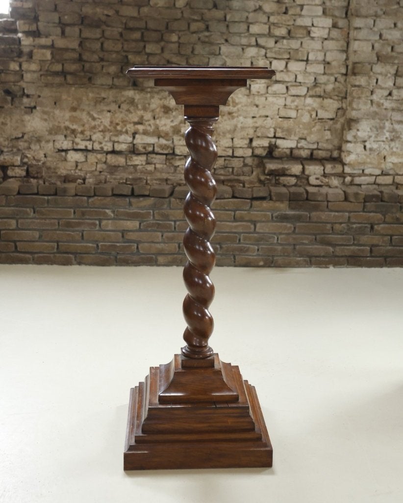 Antieke eiken zuil plantenstandaard barley twist, Ophalen
