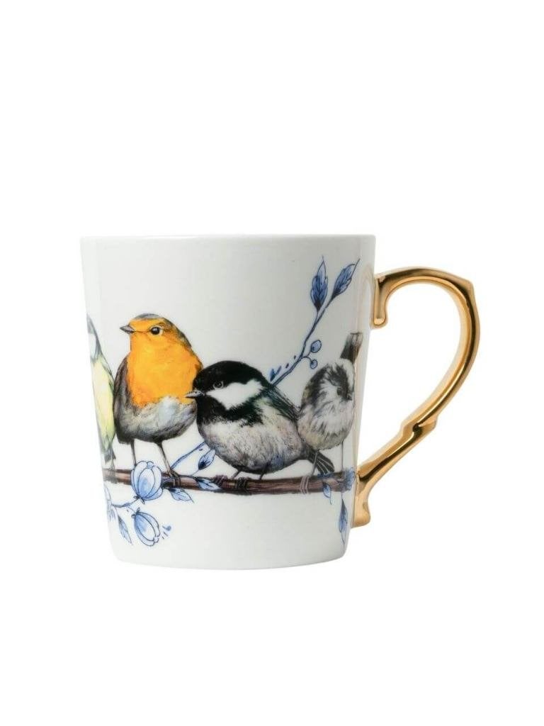 Heinen Delfts Blauw mok Bosvogels goud 300 ml nieuw, Overige merken, Keramiek, Delftsblauw, Heinen Delfts Blauw