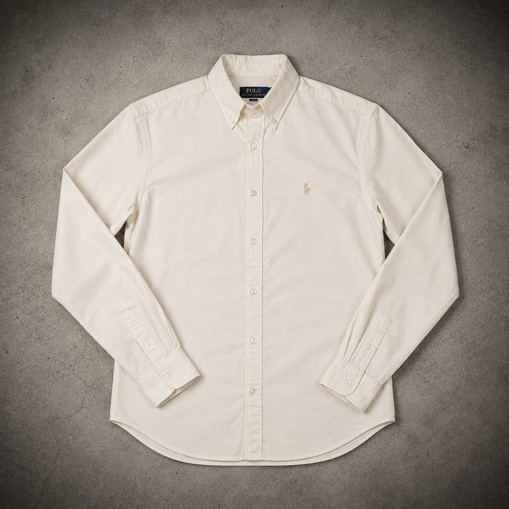 Polo Ralph Lauren Overhemd Wit/Cream – Maat XXL, Geel, Ralph Lauren, Nieuw, Ophalen of Verzenden