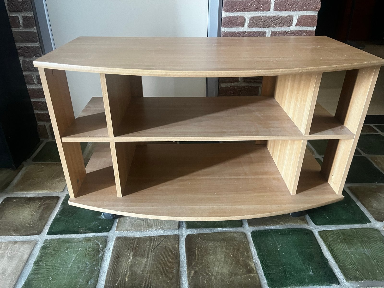 Houten TV-meubel/bijzettafel met wieltjes, Gebruikt, Minder dan 100 cm, 25 tot 50 cm, Overige houtsoorten