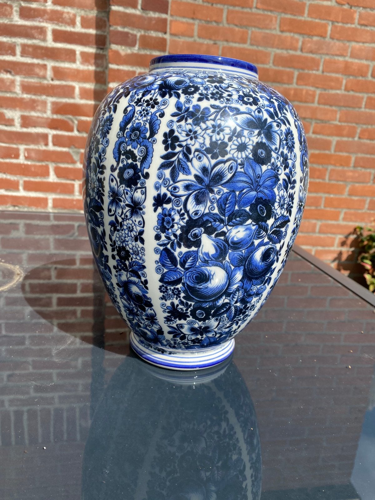Delfsblauwe vintage vaas, Antiek en Kunst, Ophalen