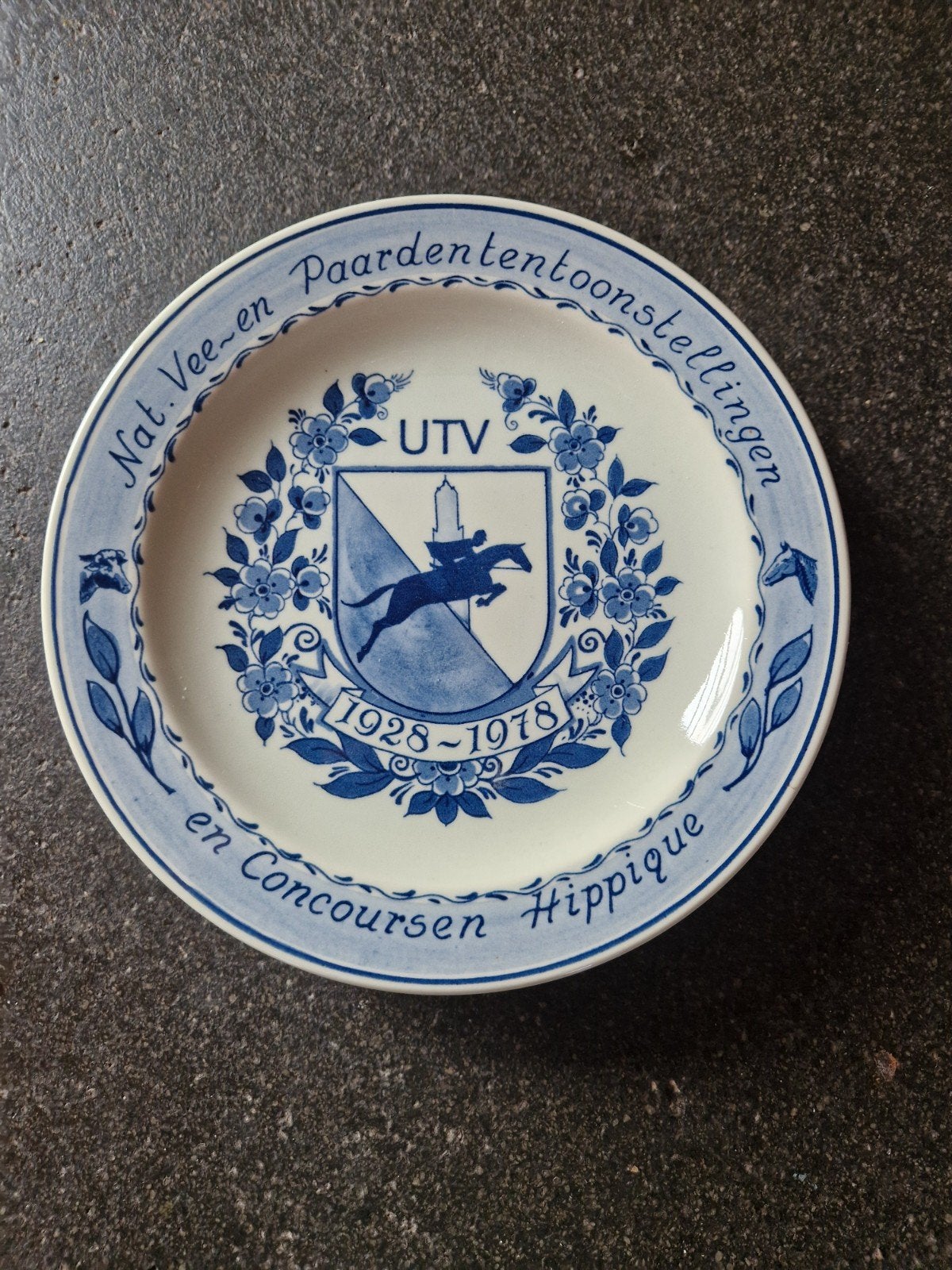 Delfts Blauw UTV Herdenkingsbord 1928-1978, Ophalen of Verzenden