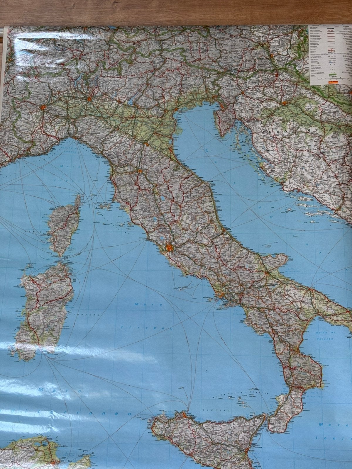 Vintage landkaart met draagstang [Italië], Boeken, Ophalen, Zo goed als nieuw, 1800 tot 2000, Landkaart