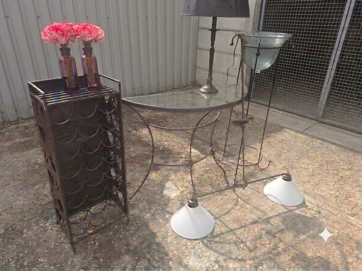Complete Meubelset: Sidetable, Hanglamp & Wijnrek, Ophalen, Gebruikt