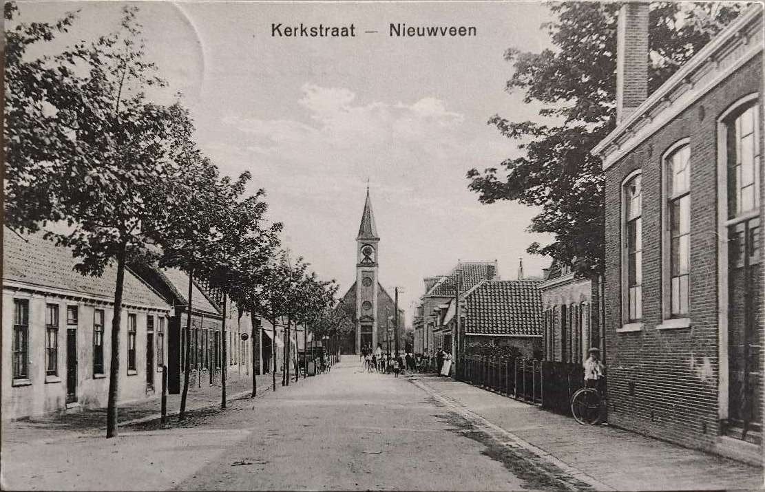 Kerkstraat Nieuwveen (Zuid-Holland) – 1919, Verzenden, Voor 1920, Gelopen, Zuid-Holland