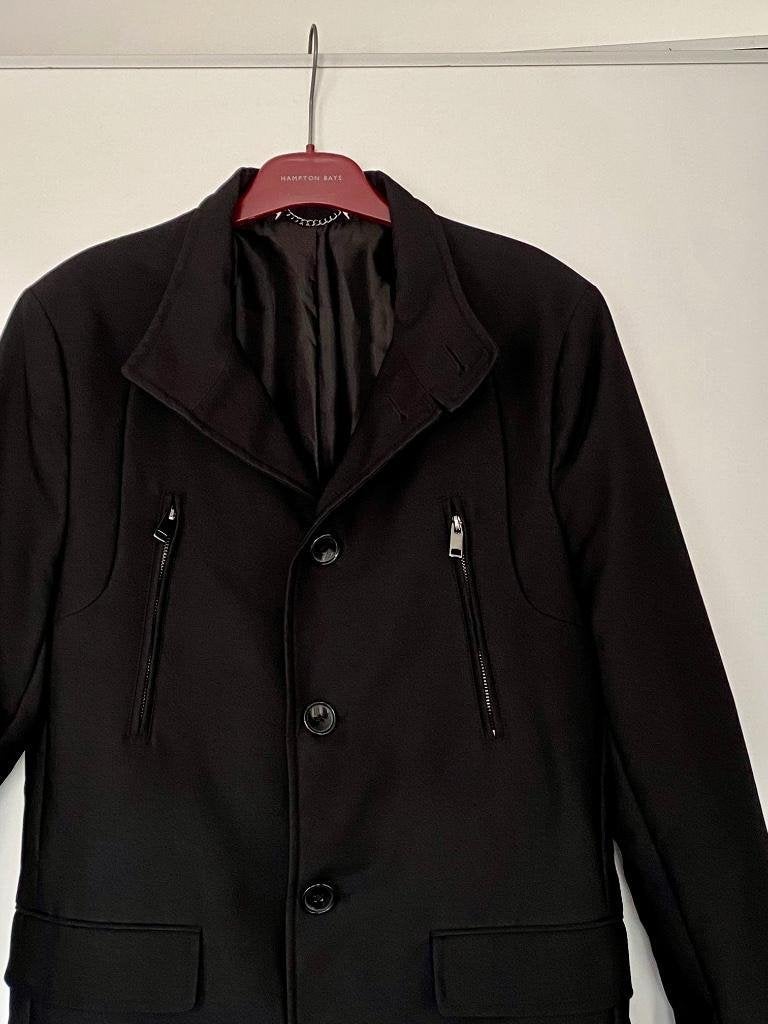 i677 Lange nette jas maat S=46 trenchcoat tussenjas zwart, Zwart, Ophalen of Verzenden, Zo goed als nieuw, WE Fashion