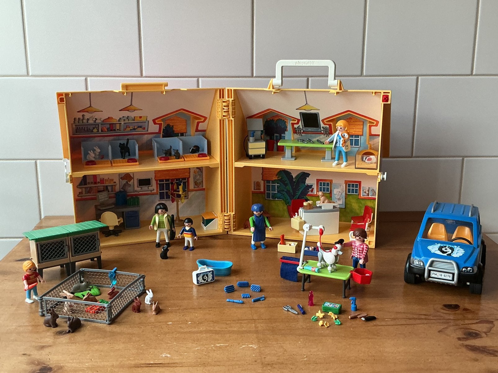 PLAYMOBIL UITGEBREIDE MEENMEEM DIERENKLINIEK  🐈‍⬛ 🐕‍🦺, Ophalen of Verzenden, Gebruikt
