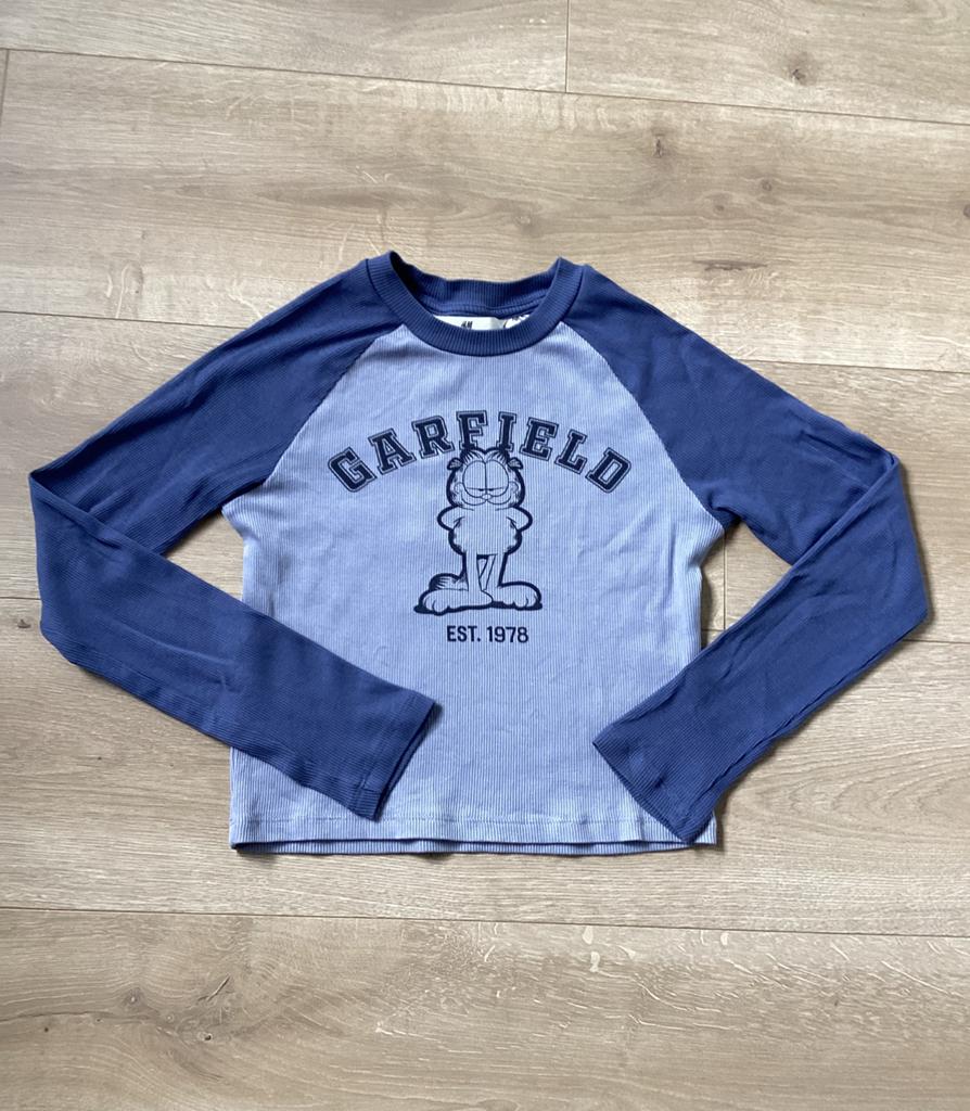 Longsleeve shirt blauw Garfield H&M 146/152 Nieuwstaat, Ophalen of Verzenden, Zo goed als nieuw, Meisje, Shirt of Longsleeve