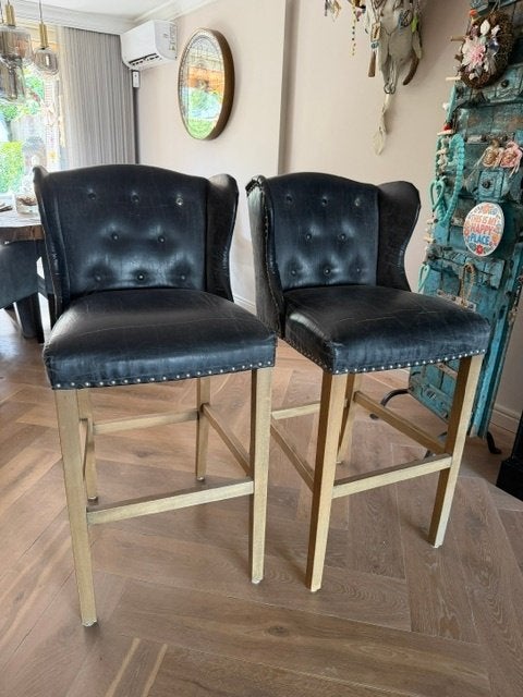 RIVIERA MAISON barkrukken, Ophalen, 60 tot 90 cm, Leer, Zo goed als nieuw