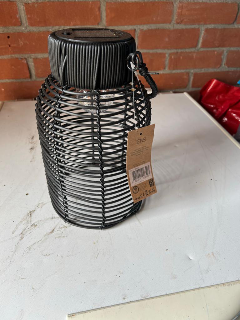 Zwarte metalen lantaarn/hanglamp - industrieel design, Huis en Inrichting, Lampen | Hanglampen, Ophalen of Verzenden, Zo goed als nieuw