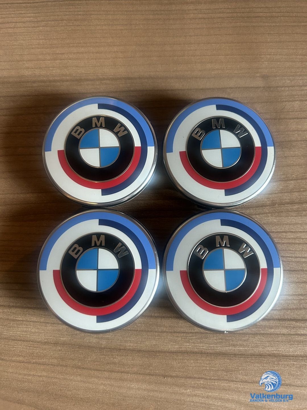 ORIGINELE BMW 50 Years M Blue Red naafkap naafdop set, Auto diversen, Gebruikt, -, -, Ophalen of Verzenden