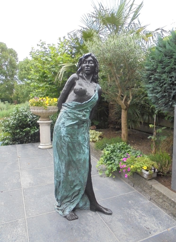 Marianne Houtkamp "Levens" groot en zwaar bronzen tuinbeeld., Antiek en Kunst, Ophalen