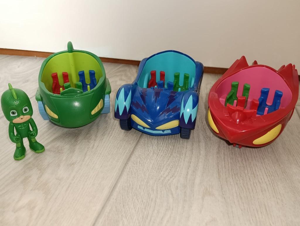 Pj mask voertuigenset 3x catboy, owlette, gekko met figuur, Kinderen en Baby's, Speelgoed | Actiefiguren, Ophalen of Verzenden