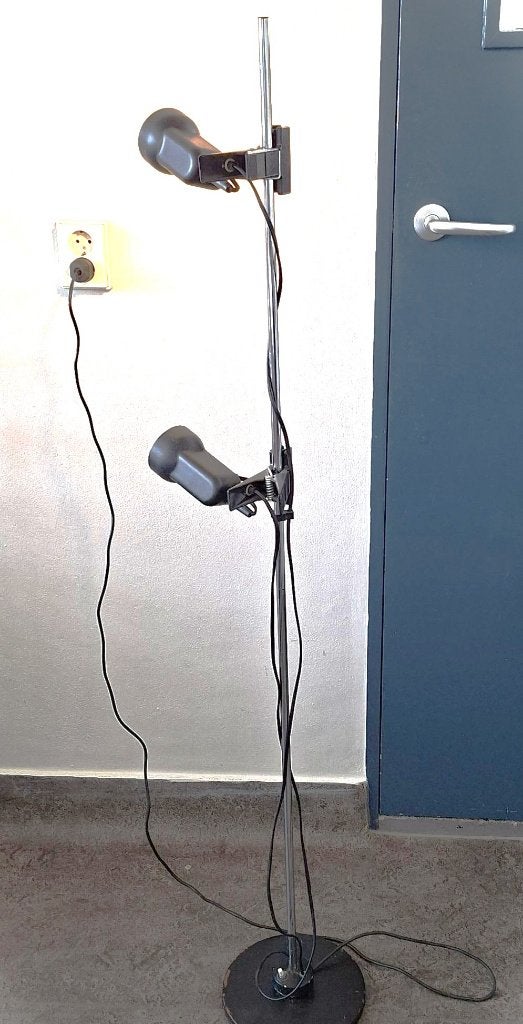 vintage staande lamp leeslamp 2 spotjes retro jaren 70, Ophalen, Gebruikt, Vintage, E27 (groot)