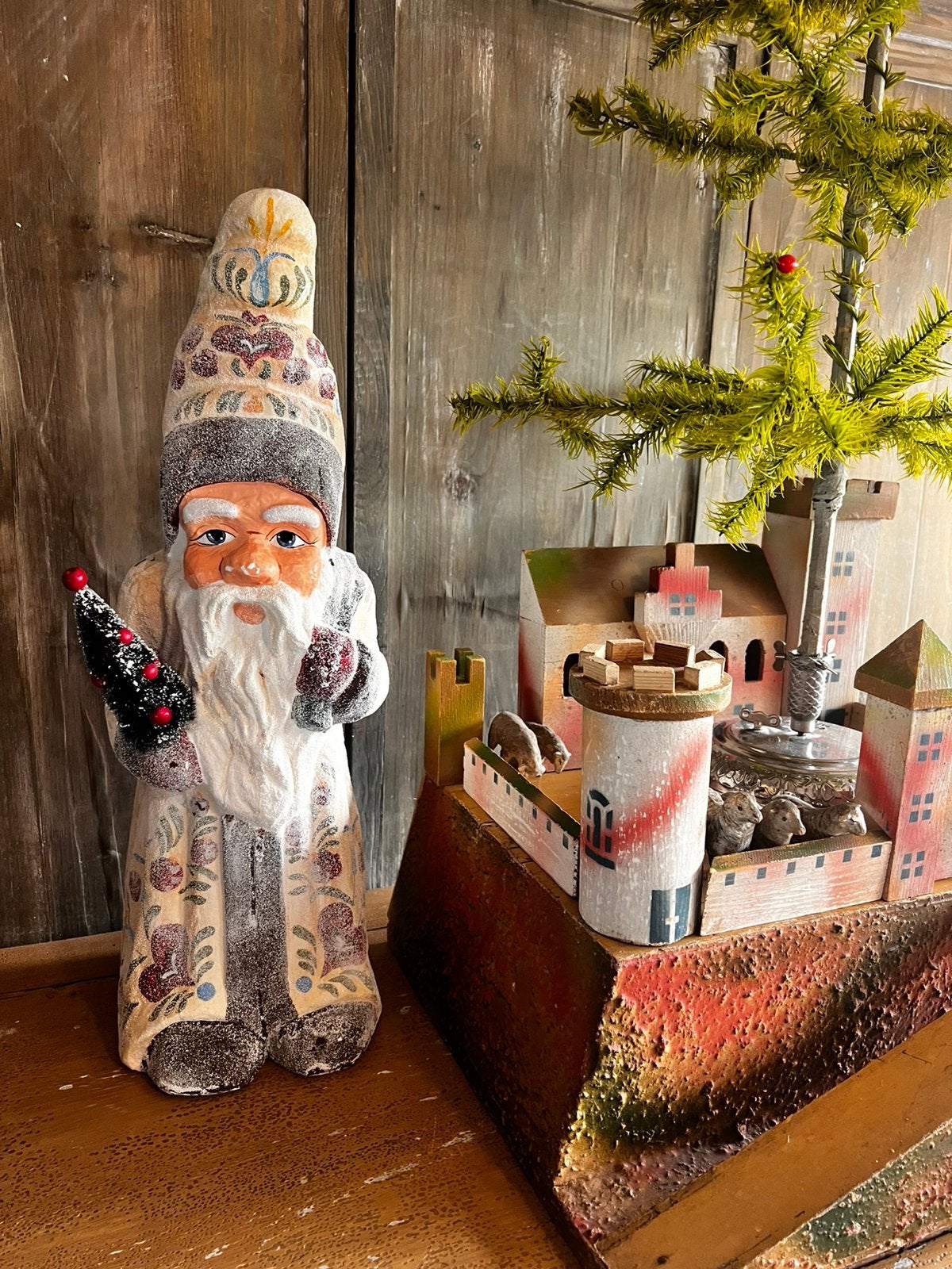 Grote papier mache kerstman kerst display toonbank model, Diversen, Ophalen of Verzenden, Gebruikt