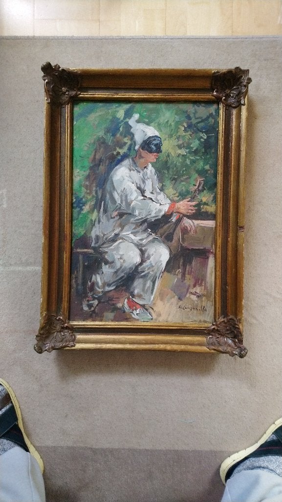 == PIERROT met luit == gesigneerd ==, Ophalen of Verzenden