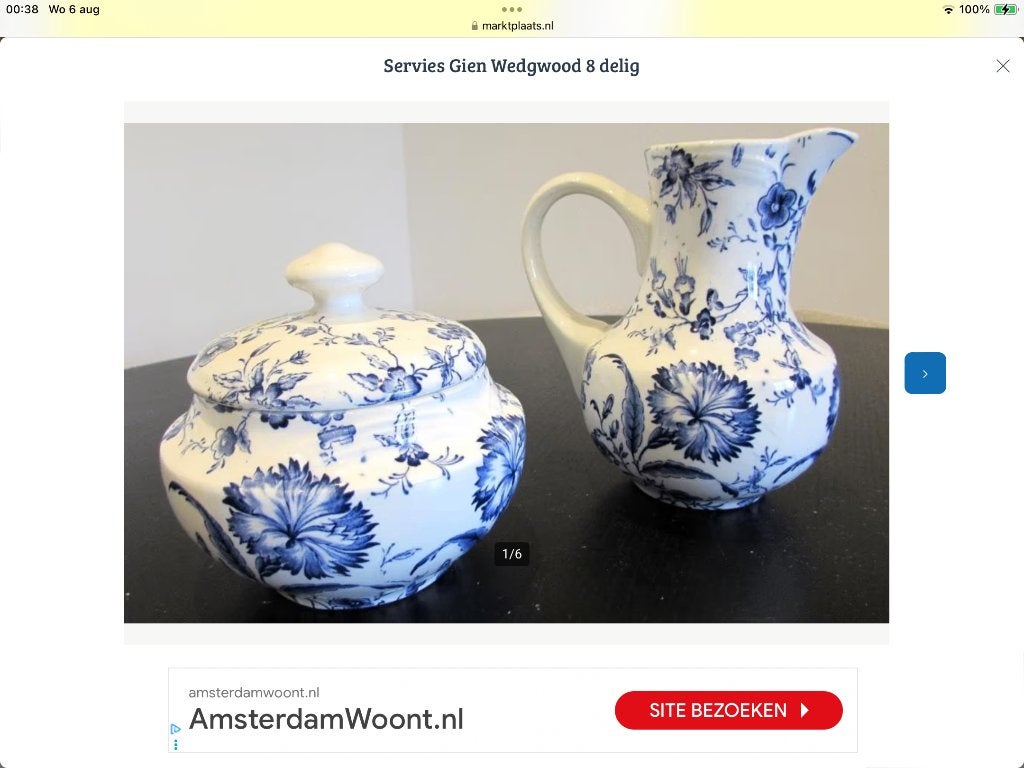 Gien Wedgwood Wild-Flower suikerpot en melkkan, Kan, Ophalen of Verzenden, Zo goed als nieuw, Wedgwood