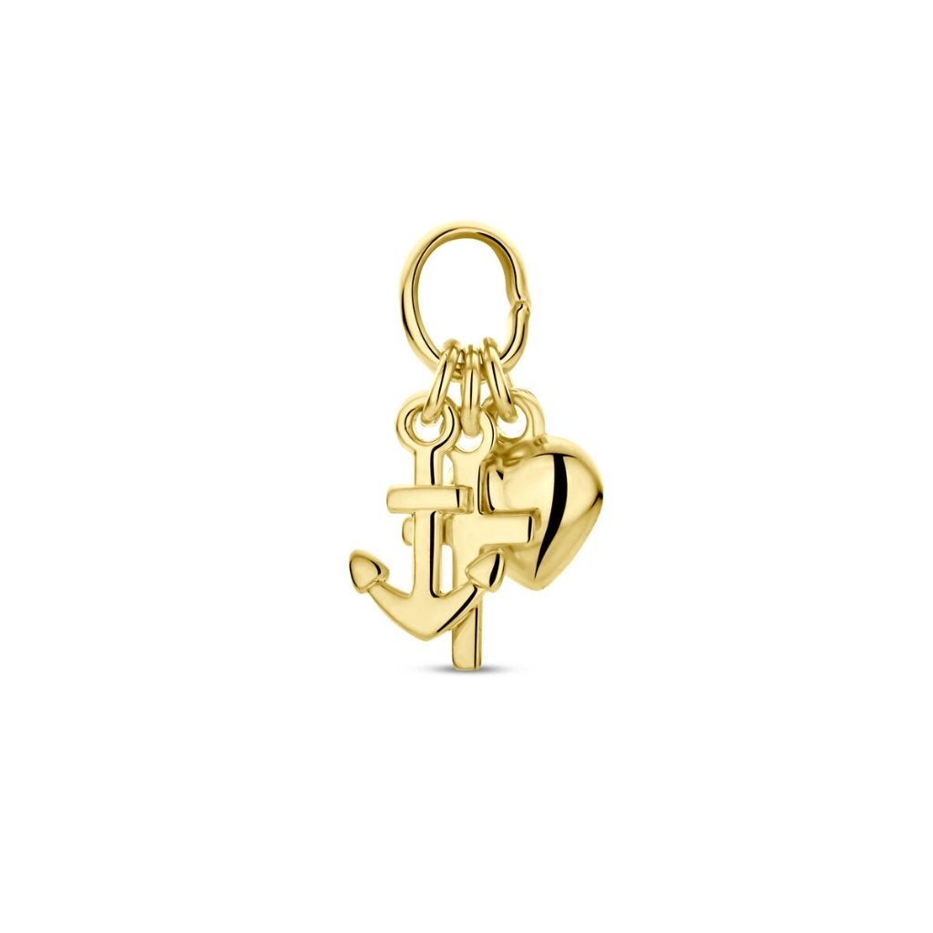 Gouden Geloof Hoop en Liefde hangertje - 14 karaat goud, Nieuw, Ophalen of Verzenden, Kruis of Symbool, Goud