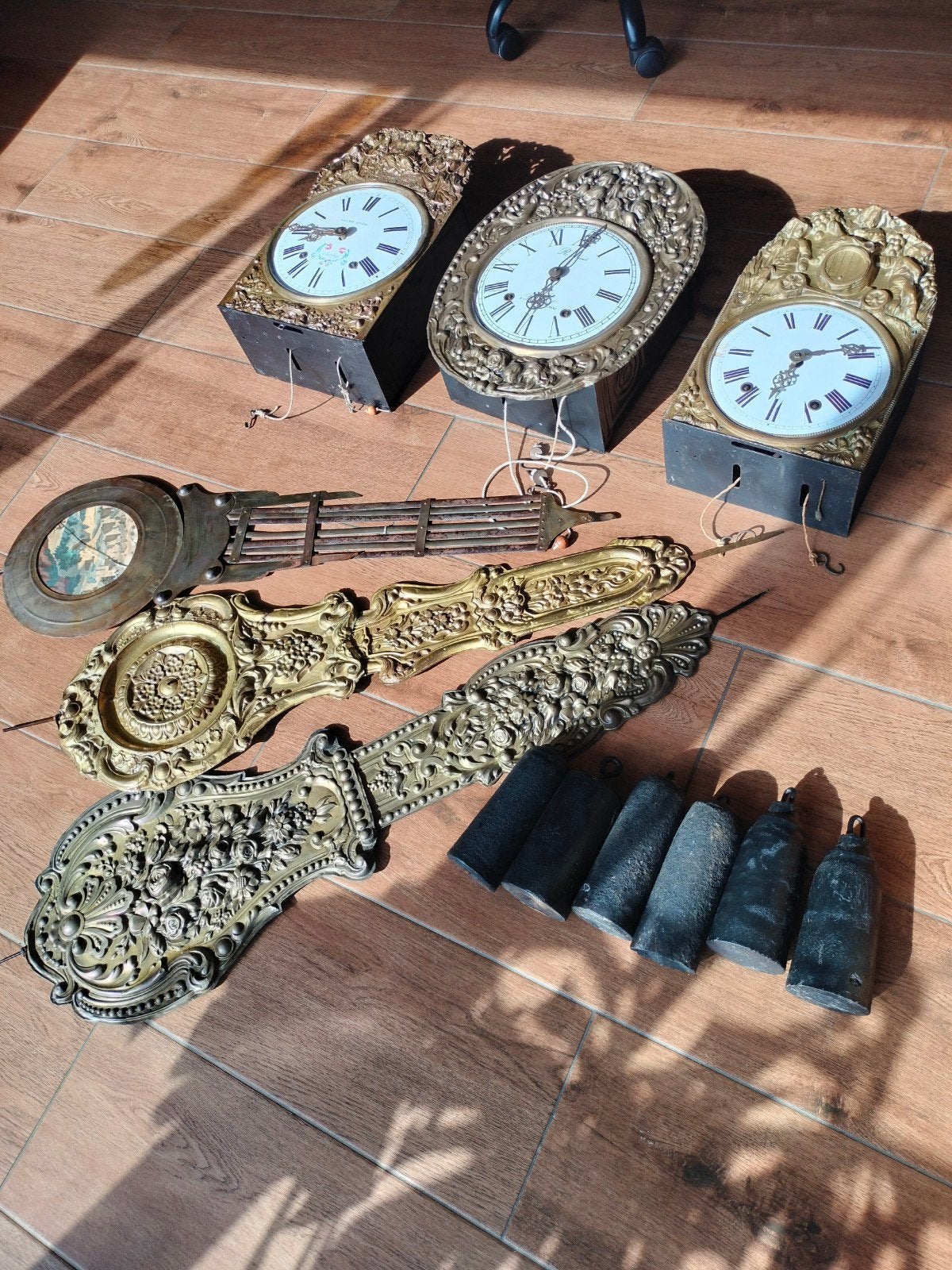Antieke Klok complete - comtoise, Slinger, Gewichten, Ophalen