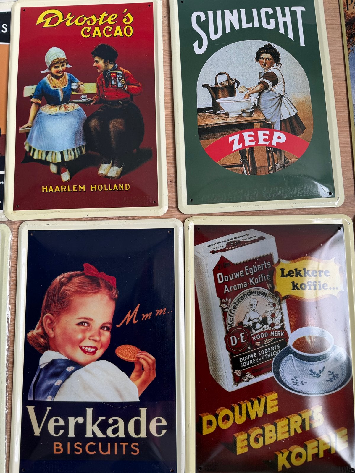 Vintage Serie Nostaligische Reclameborden, Ophalen of Verzenden, Gebruikt, Reclamebord