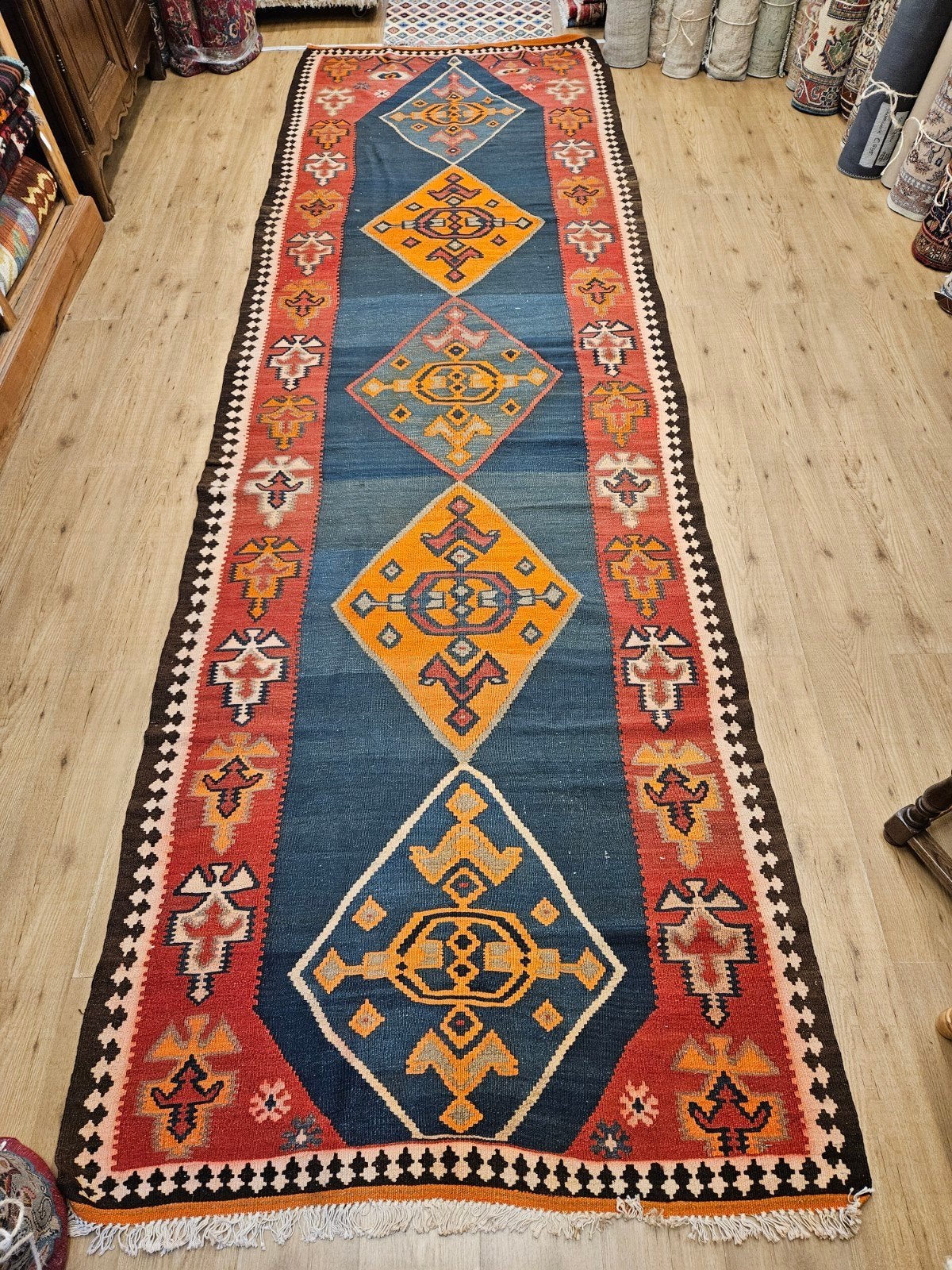 Vintage handgeweven perzische kelim 453x136

Het k, Huis en Inrichting, Info@SlatsAntiek.nl, Tweedehands, 100 tot 150 cm, 200 cm of meer