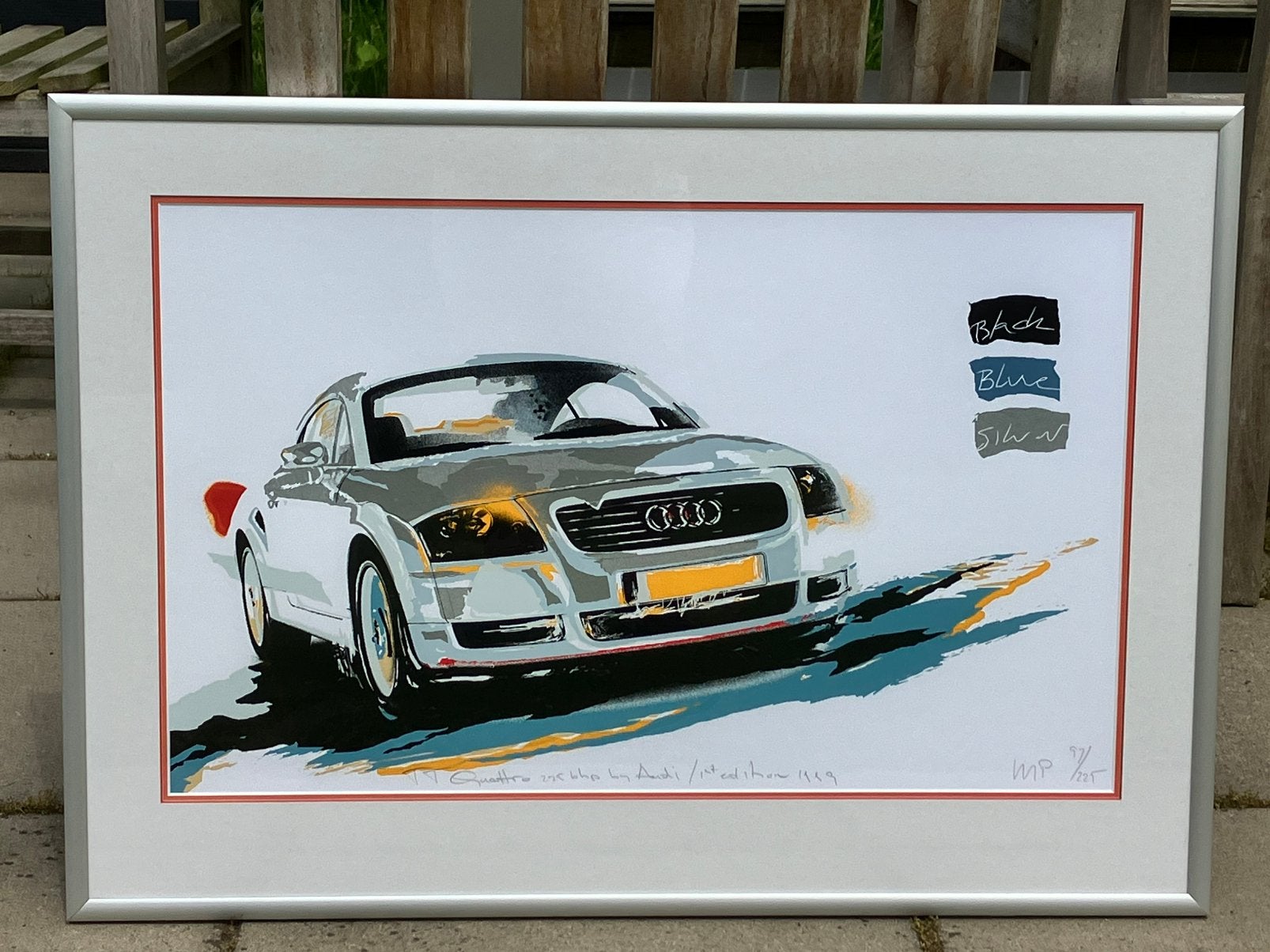 Zeefdruk Audi tt mk1 Michèl Poort kunst auto pon vintage, Ophalen, Zo goed als nieuw, Auto's