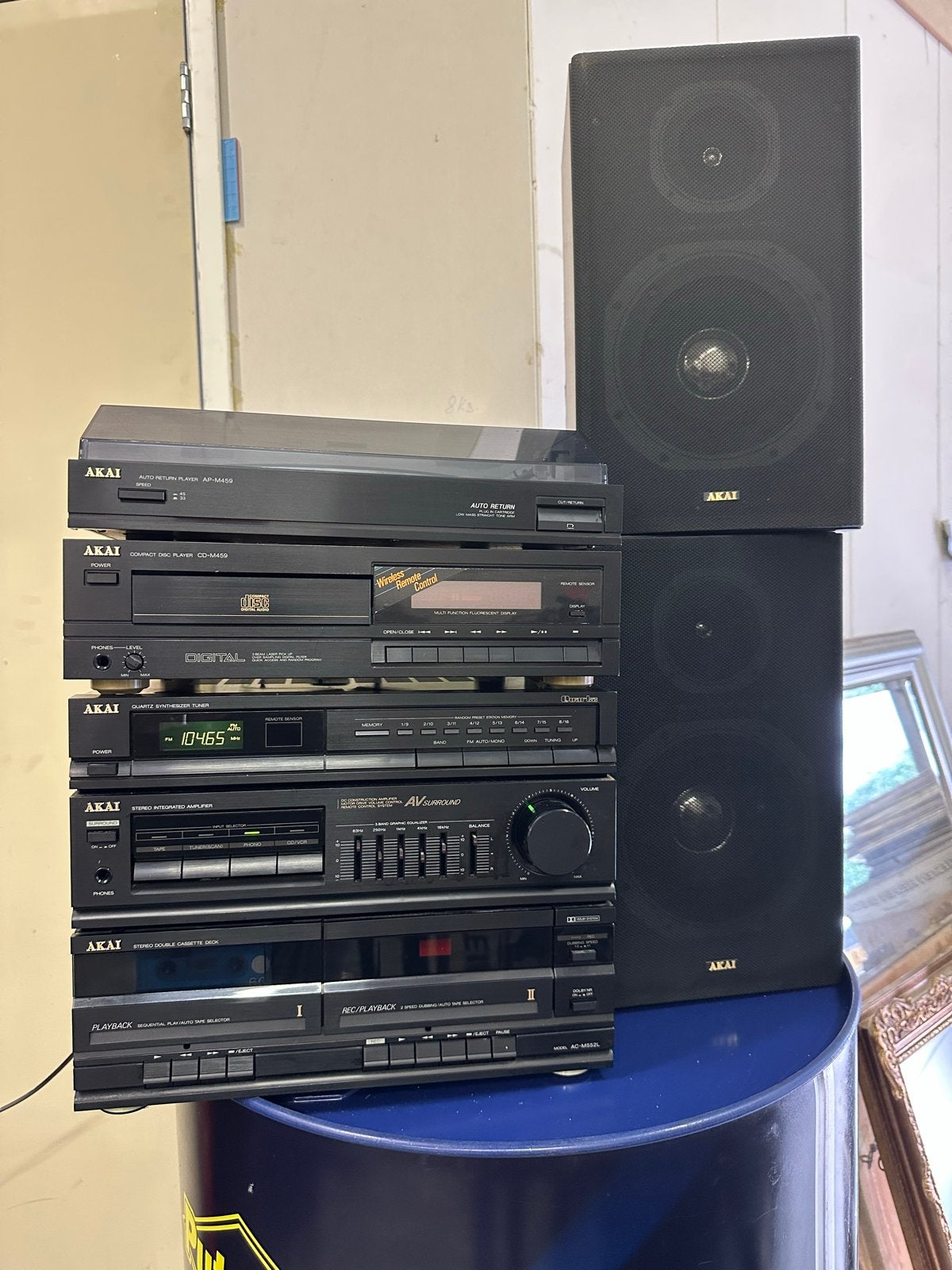 Akai Stereo Set met platenspeler vintage, Ophalen, Gebruikt, Cassettedeck, Losse componenten