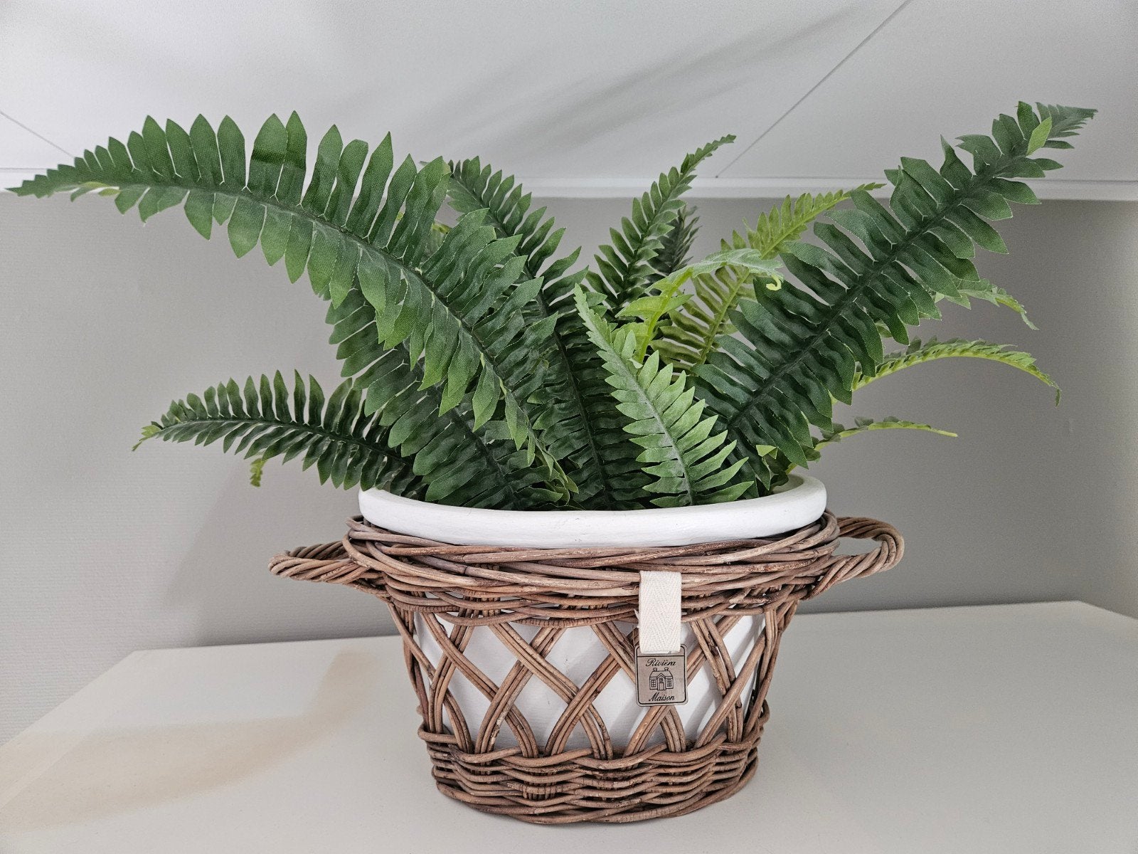 Riviera Maison bloempot met kunstplant, 25 tot 40 cm, Overige materialen, Rond, Binnen