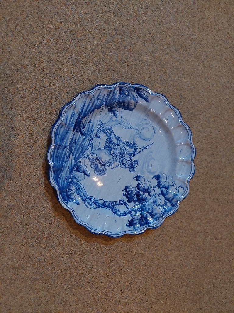 Antiek Delfts Blauw Wandbord - Chinees Tafereel (38 cm), Antiek en Kunst, Antiek | Keramiek en Aardewerk, Ophalen of Verzenden