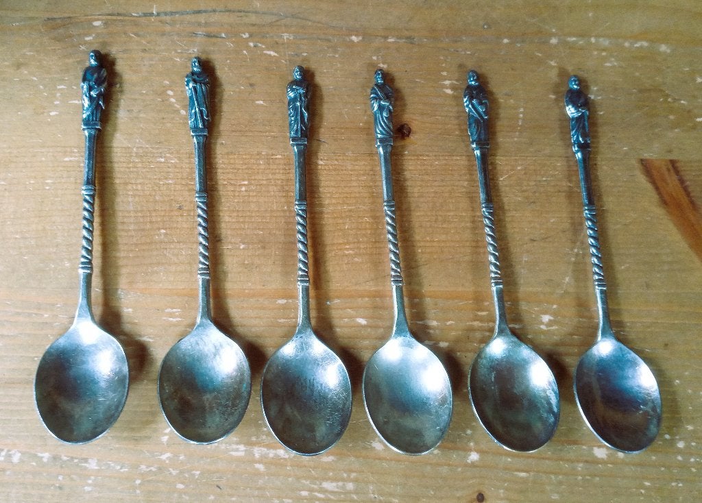 6 Mooie verzilverde apostellepeltjes, Antiek en Kunst, Ophalen of Verzenden