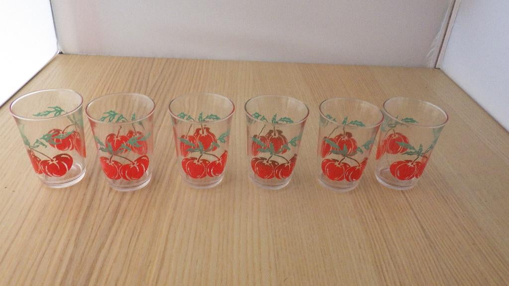 6 kleine glaasje met fruit als decoratie, Verzamelen, Ophalen of Verzenden, Overige typen