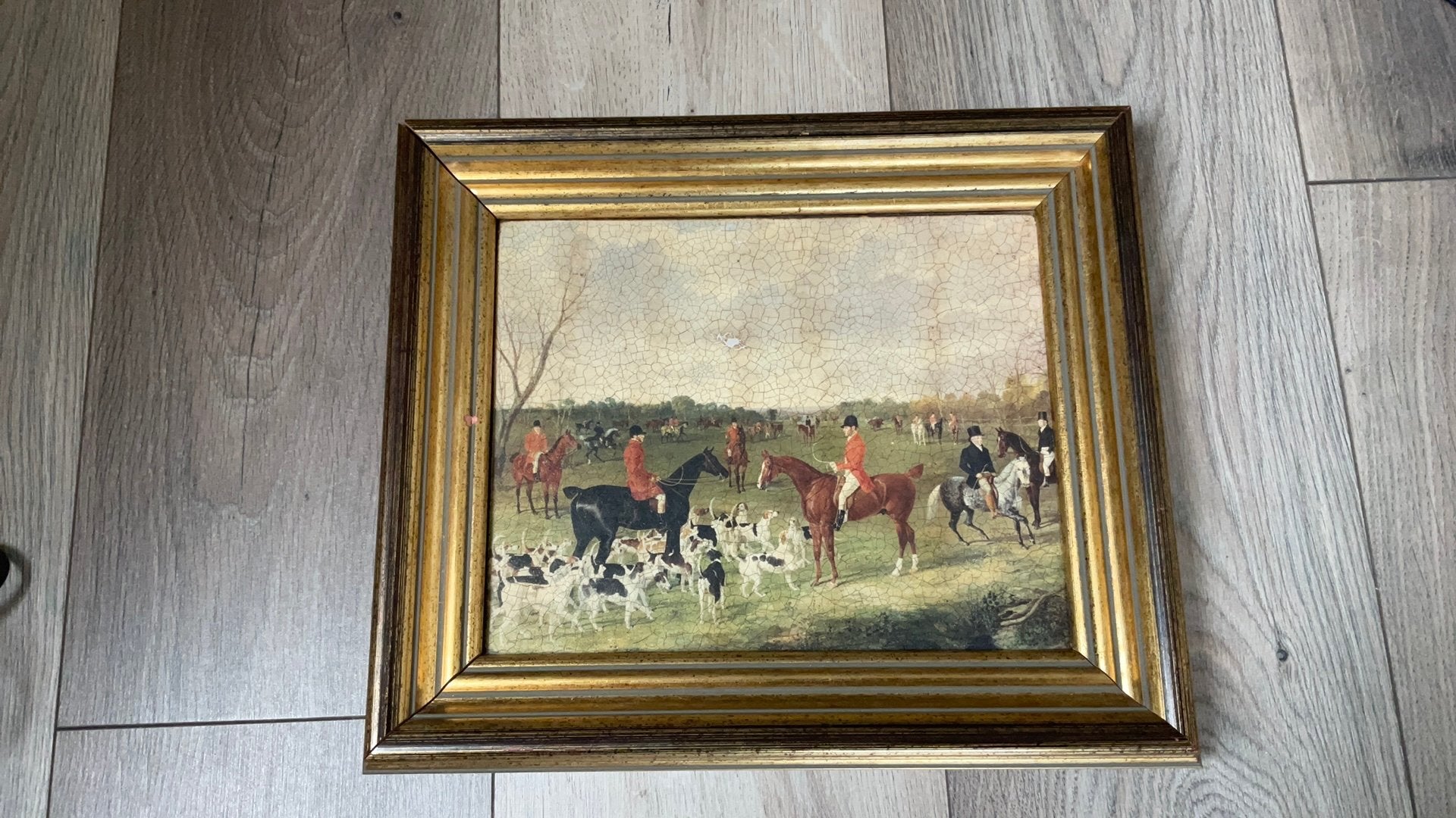 Een mooi schilderij afbeelding met paarden, Antiek en Kunst, Kunst | Schilderijen | Klassiek, Doek, Oud hollands, Dieren, Ophalen of Verzenden