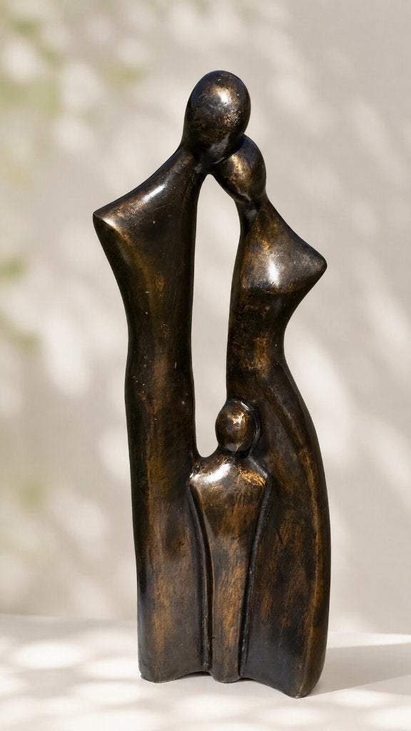 bronzen beeld / FAMILIE met 1 KIND, Antiek en Kunst, Kunst | Beelden en Houtsnijwerken, Ophalen of Verzenden, Brons, Beeld