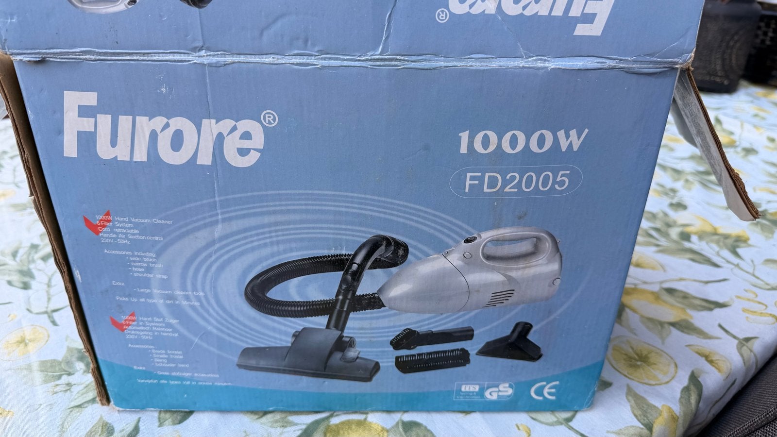 Furore FD2005 Handstofzuiger - 1000W, Witgoed en Apparatuur, Gebruikt, Kruimeldief, Ophalen of Verzenden, Minder dan 1200 watt