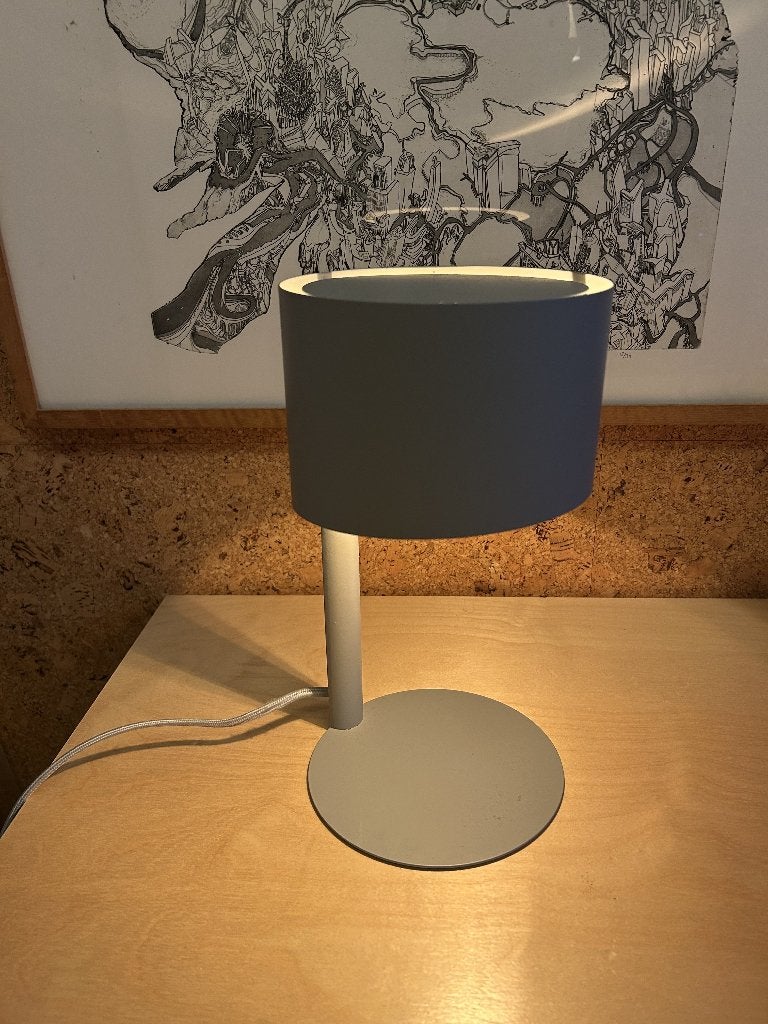 Lichtgrijze tafellamp  KNULLE van Lucide (Ø 15 cm - 1xE14), Ophalen, 28 cm, E14 (klein), Met schakelaar