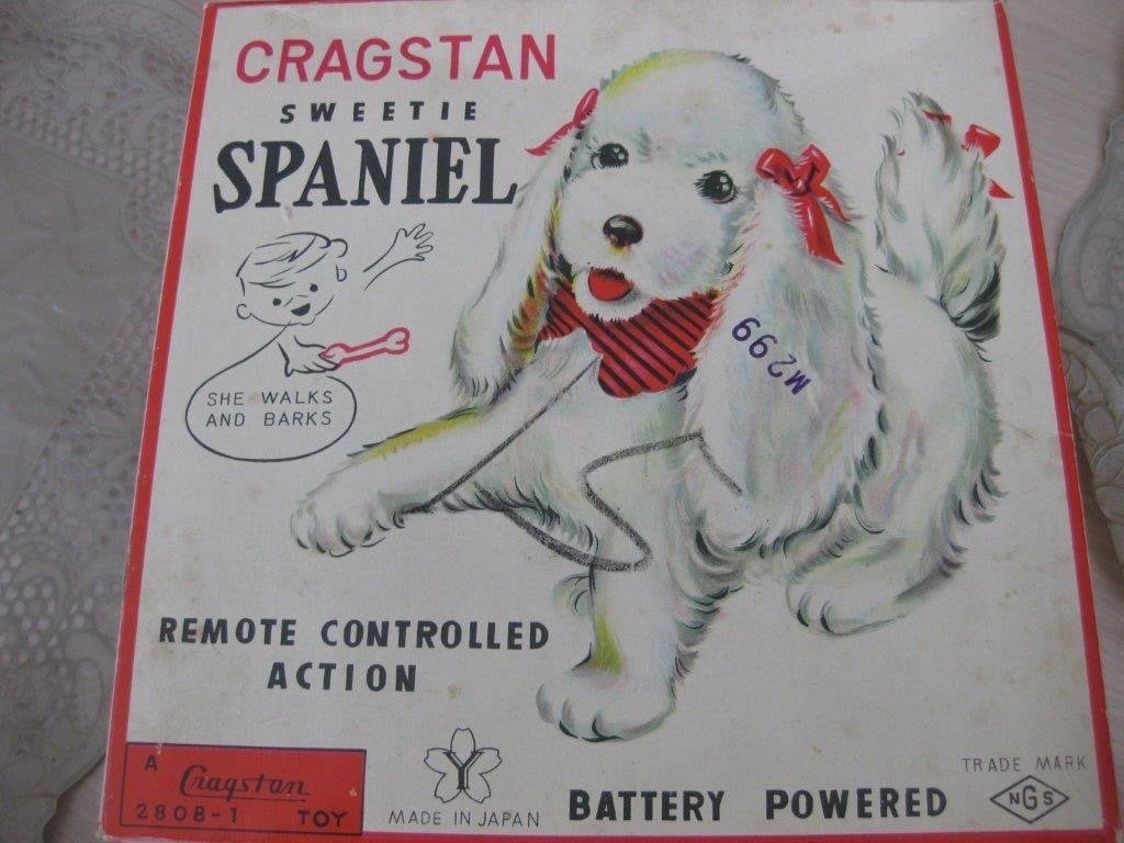 Antieke Cragstan Sweetie Spaniel, bewegend en met geluid., Antiek en Kunst, Ophalen of Verzenden