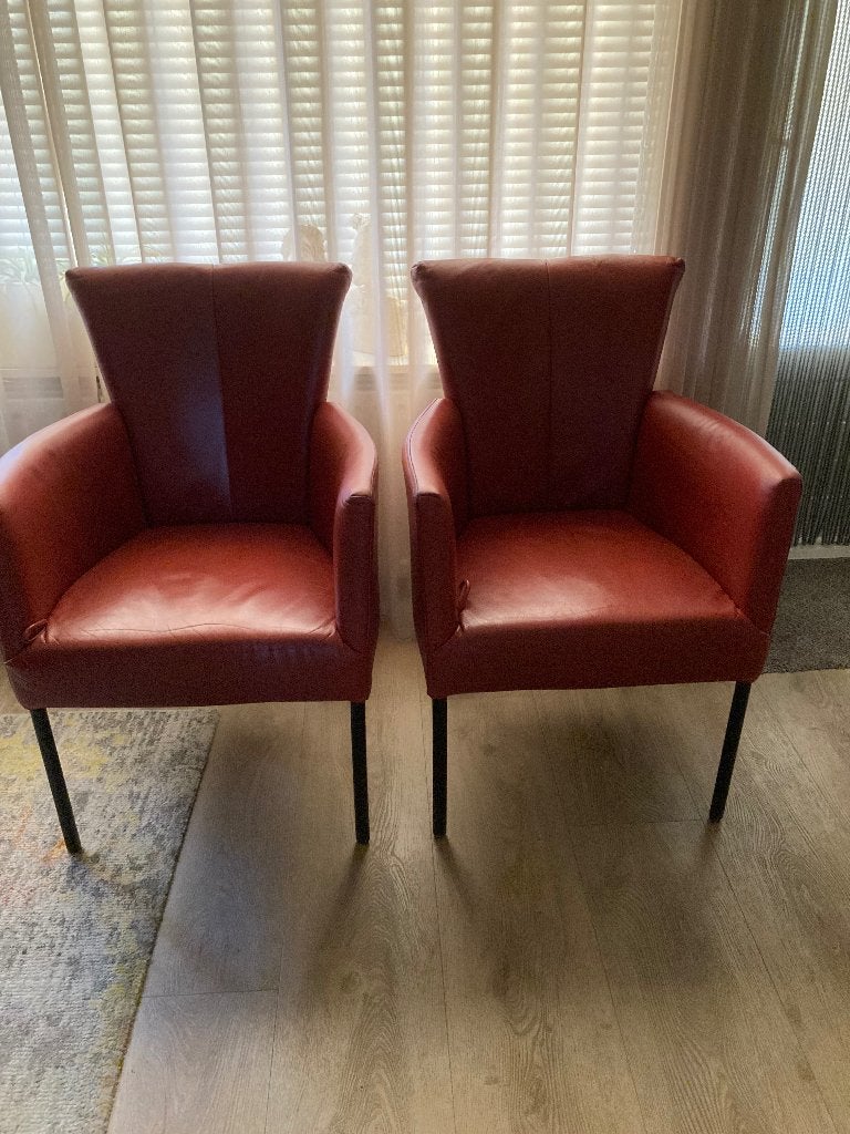 Eetkamerstoelen, Huis en Inrichting, Stoelen, Ophalen, Gebruikt, Leer, Vier