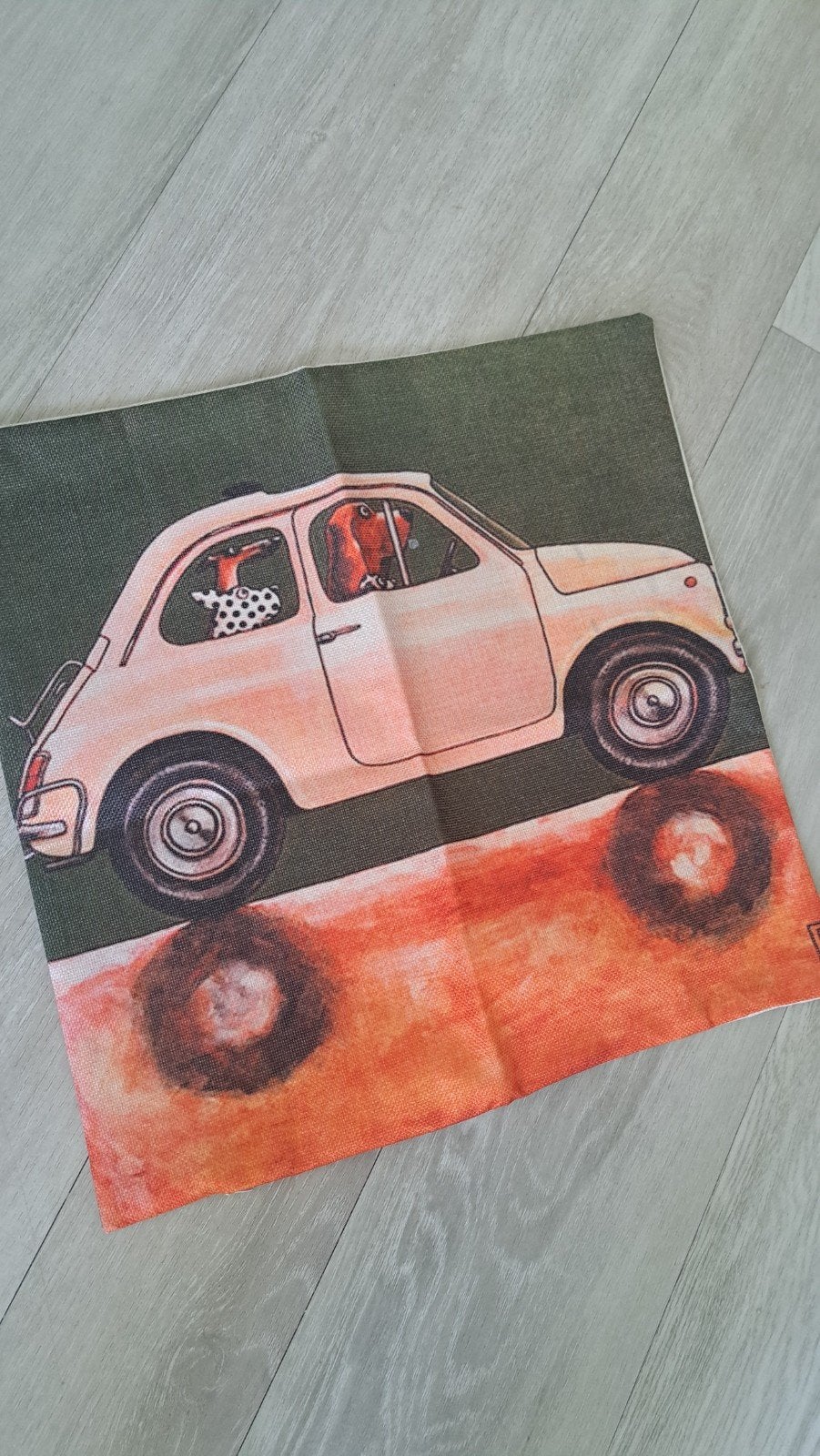 Kussenovertrek Fiat 500 clasic. 24x45cm., Ophalen of Verzenden