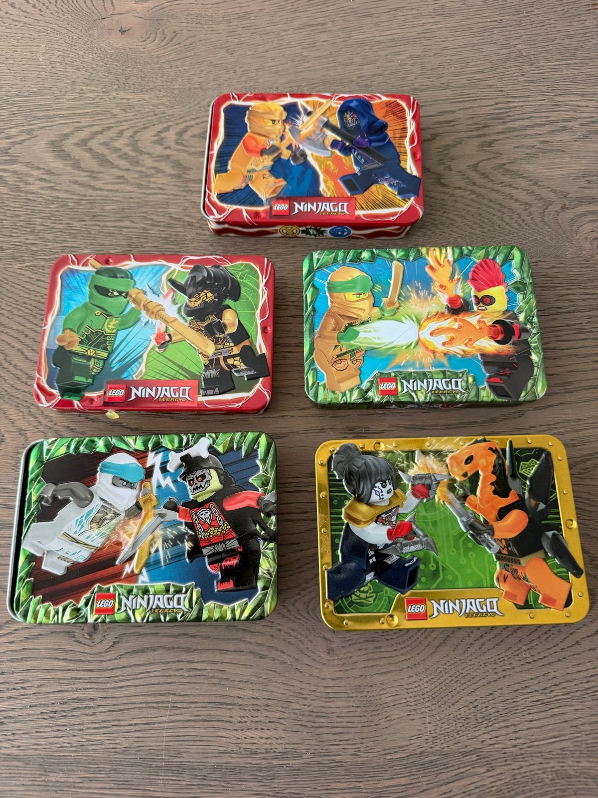 5 LEGO Ninjago Legacy bewaarblikken, Ophalen of Verzenden, Zo goed als nieuw, Overige merken