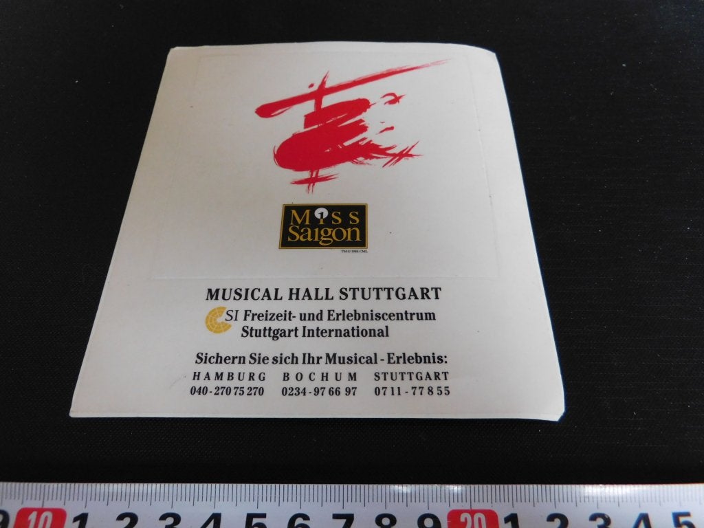 sticker MISS SAIGON  Musical Hall Stuttgart, Ophalen of Verzenden, Zo goed als nieuw