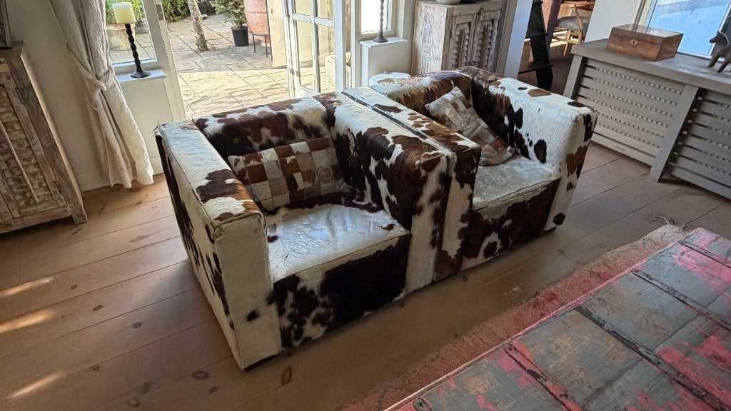 fauteuil koeienhuid 2X, Ophalen, Gebruikt, Koeienhuid, 75 tot 100 cm