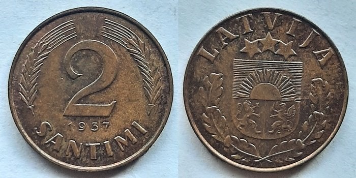 Letland 2 Santimi 1937, Verzenden, Overige landen