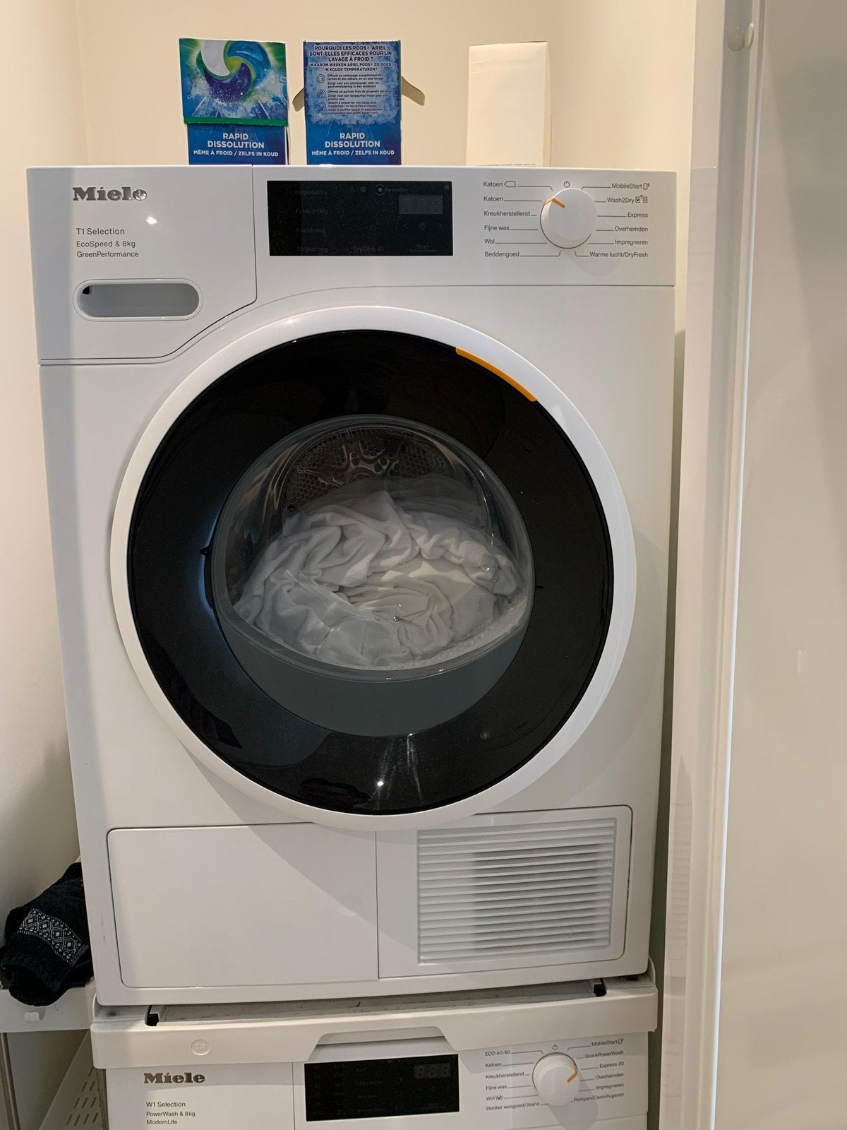 Miele Droger TSF 763 BP EcoSpeed - Zo goed als nieuw!, Ophalen, 8 tot 10 kg, Zo goed als nieuw, Voorlader