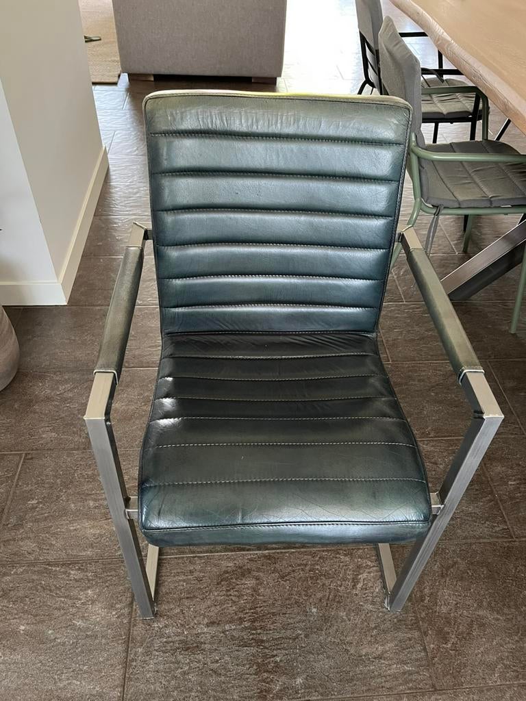 2 Eetkamerstoelen, Huis en Inrichting, Stoelen, Ophalen, Gebruikt, Twee, Blauw